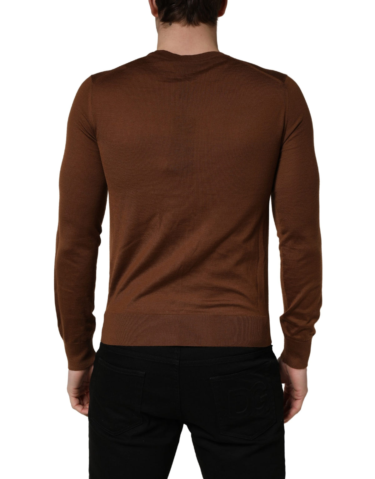 Pull en Cachemire Marron à Col Rond pour Homme Dolce & Gabbana
