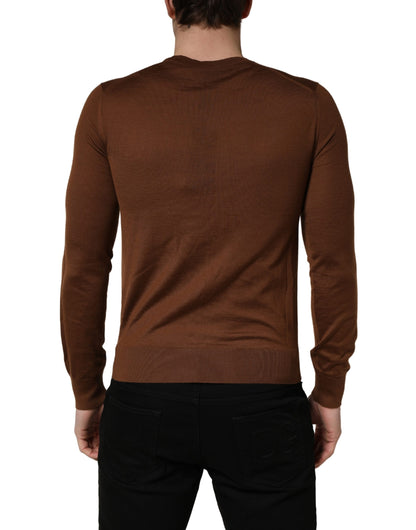 Pull en Cachemire Marron à Col Rond pour Homme Dolce & Gabbana