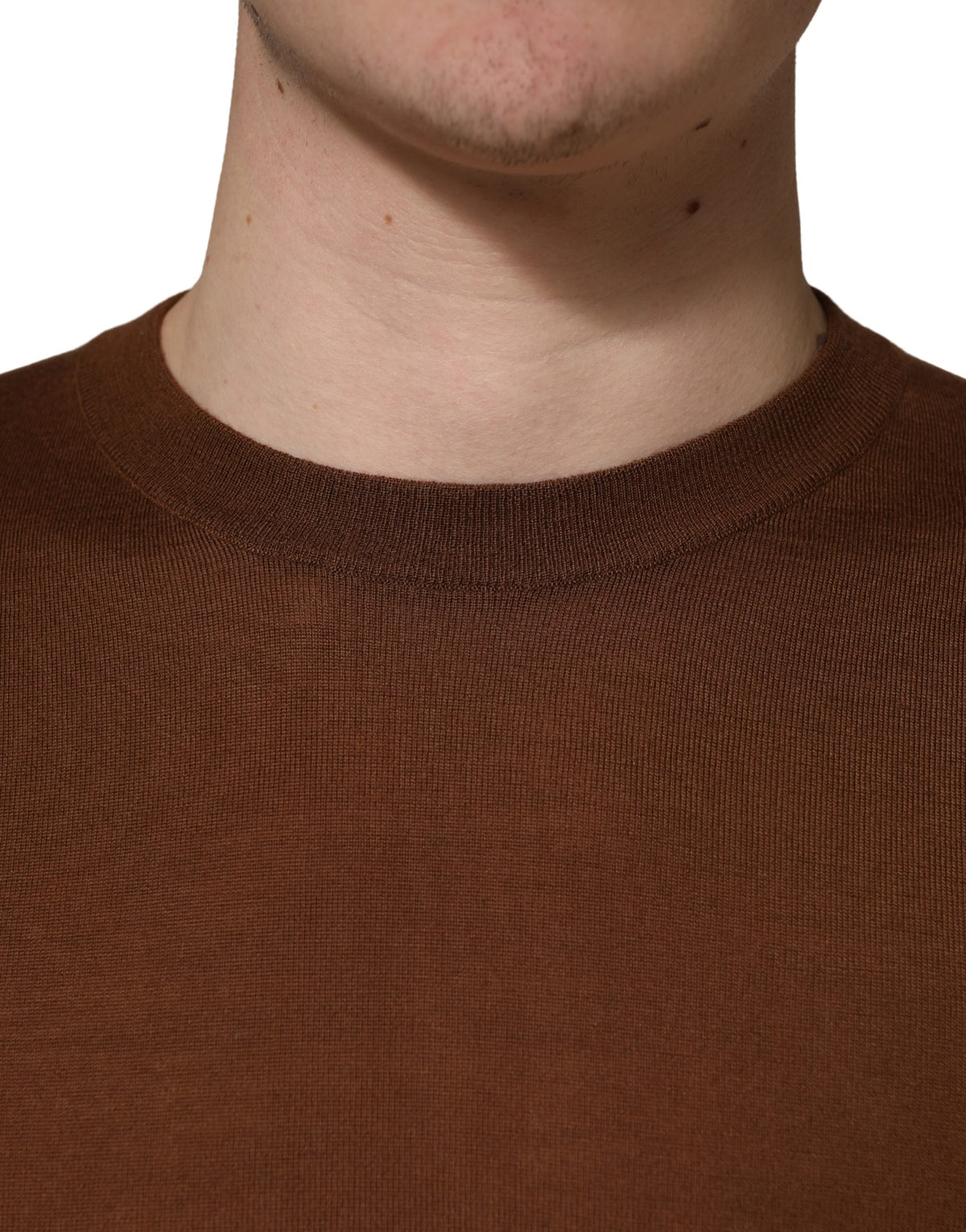 Pull en Cachemire Marron à Col Rond pour Homme Dolce & Gabbana