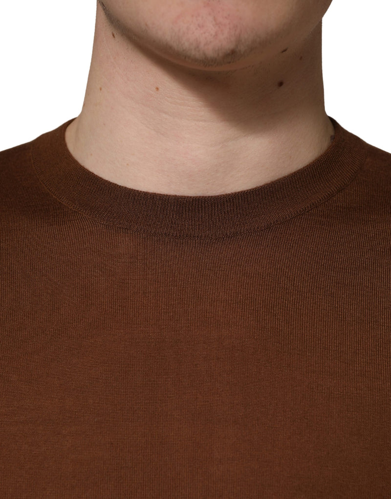 Pull en Cachemire Marron à Col Rond pour Homme Dolce & Gabbana