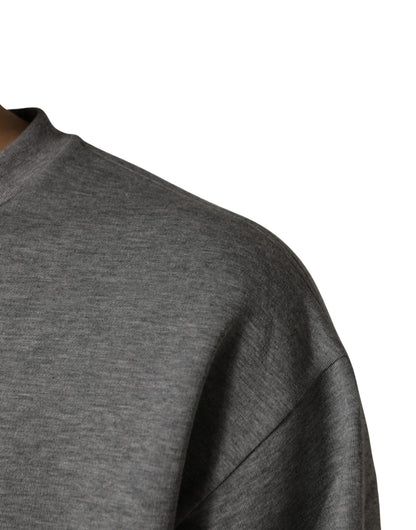 T-shirt ras du cou Dolce & Gabbana en coton gris avec application logo
