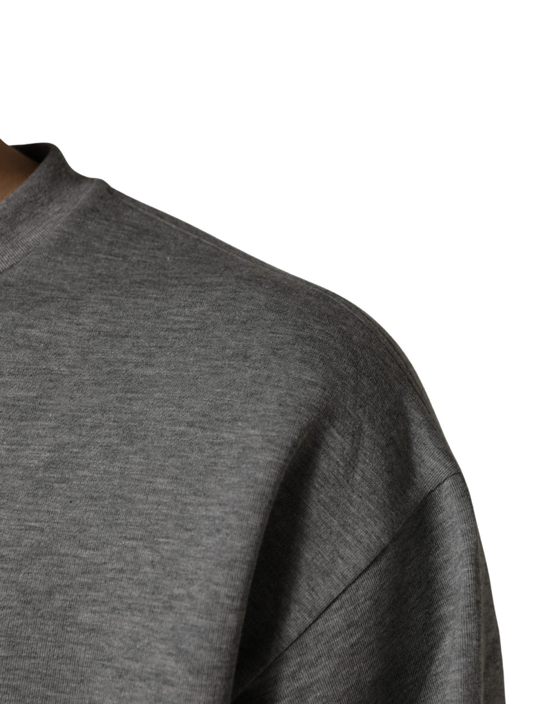 Dolce & Gabbana Grijs Katoenen T-shirt met Ronde Hals en Logo-applicatie