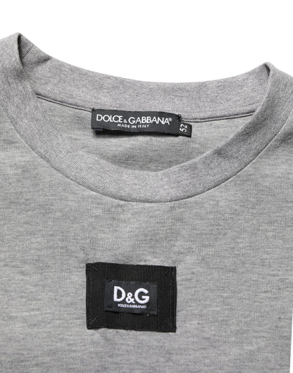 T-shirt ras du cou Dolce & Gabbana en coton gris avec application logo