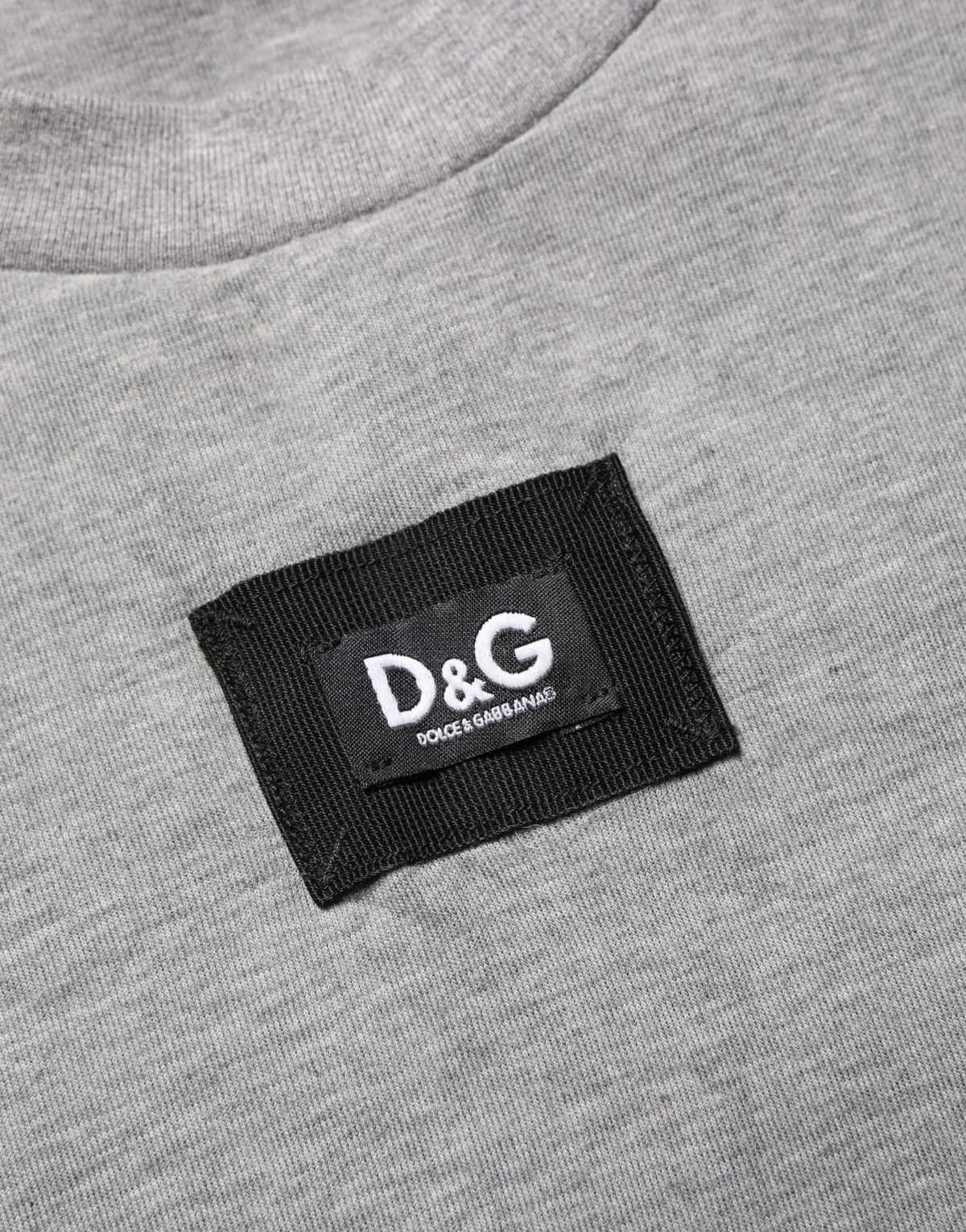 T-shirt ras du cou Dolce & Gabbana en coton gris avec application logo