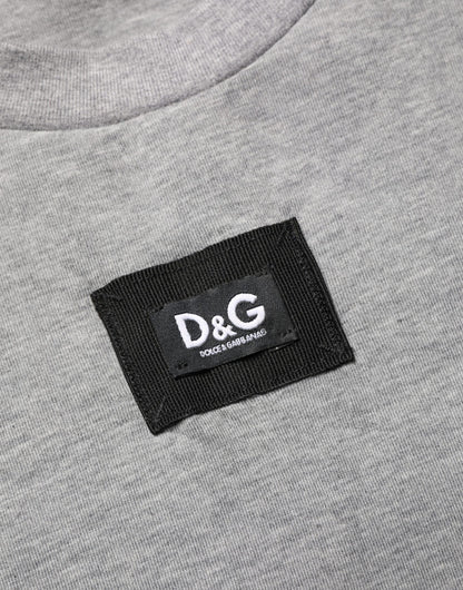 T-shirt ras du cou Dolce & Gabbana en coton gris avec application logo