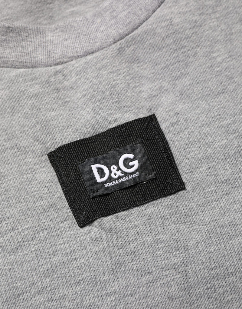 Dolce & Gabbana Grijs Katoenen T-shirt met Ronde Hals en Logo-applicatie