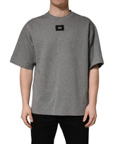 T-shirt ras du cou Dolce & Gabbana en coton gris avec application logo