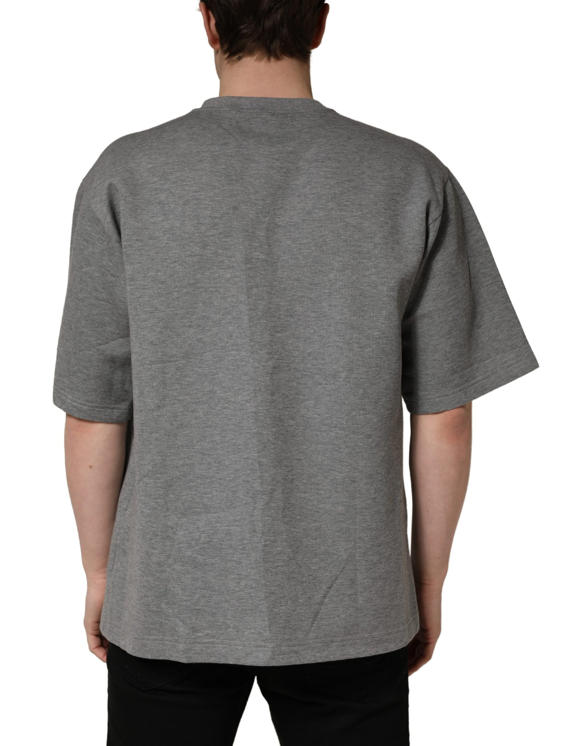T-shirt ras du cou Dolce & Gabbana en coton gris avec application logo