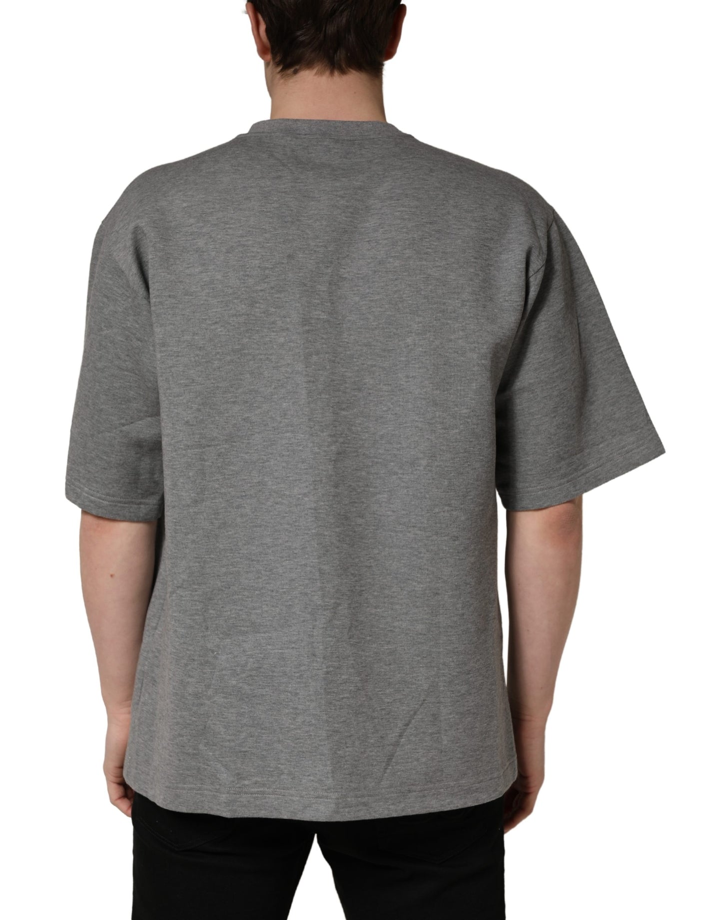 T-shirt ras du cou Dolce & Gabbana en coton gris avec application logo