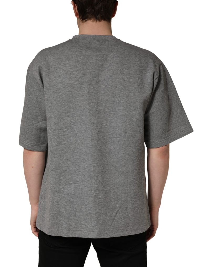 Dolce & Gabbana Grijs Katoenen T-shirt met Ronde Hals en Logo-applicatie