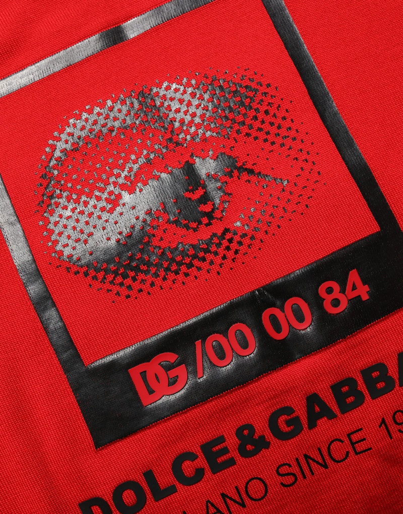 Dolce & Gabbana Red Eye Print Crew Neck Pullover Sweater
