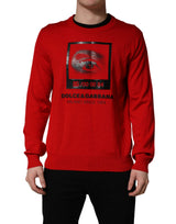 Pull en tricot à col ras du cou et imprimé œil rouge Dolce & Gabbana