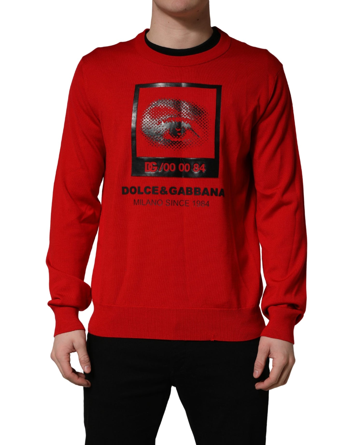 Dolce & Gabbana Rode Trui met Ronde Hals en Oogprint