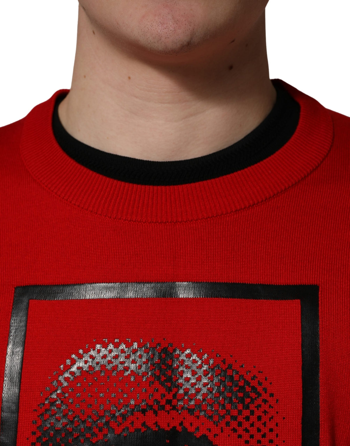 Pull en tricot à col ras du cou et imprimé œil rouge Dolce & Gabbana