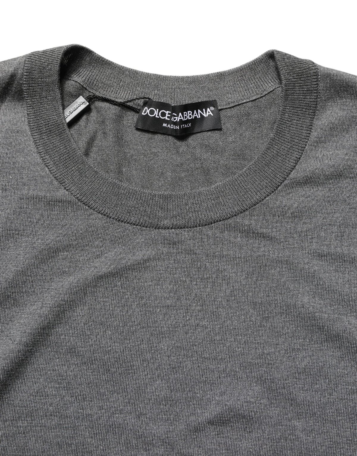 Pull Dolce & Gabbana gris à manches longues et col ras du cou