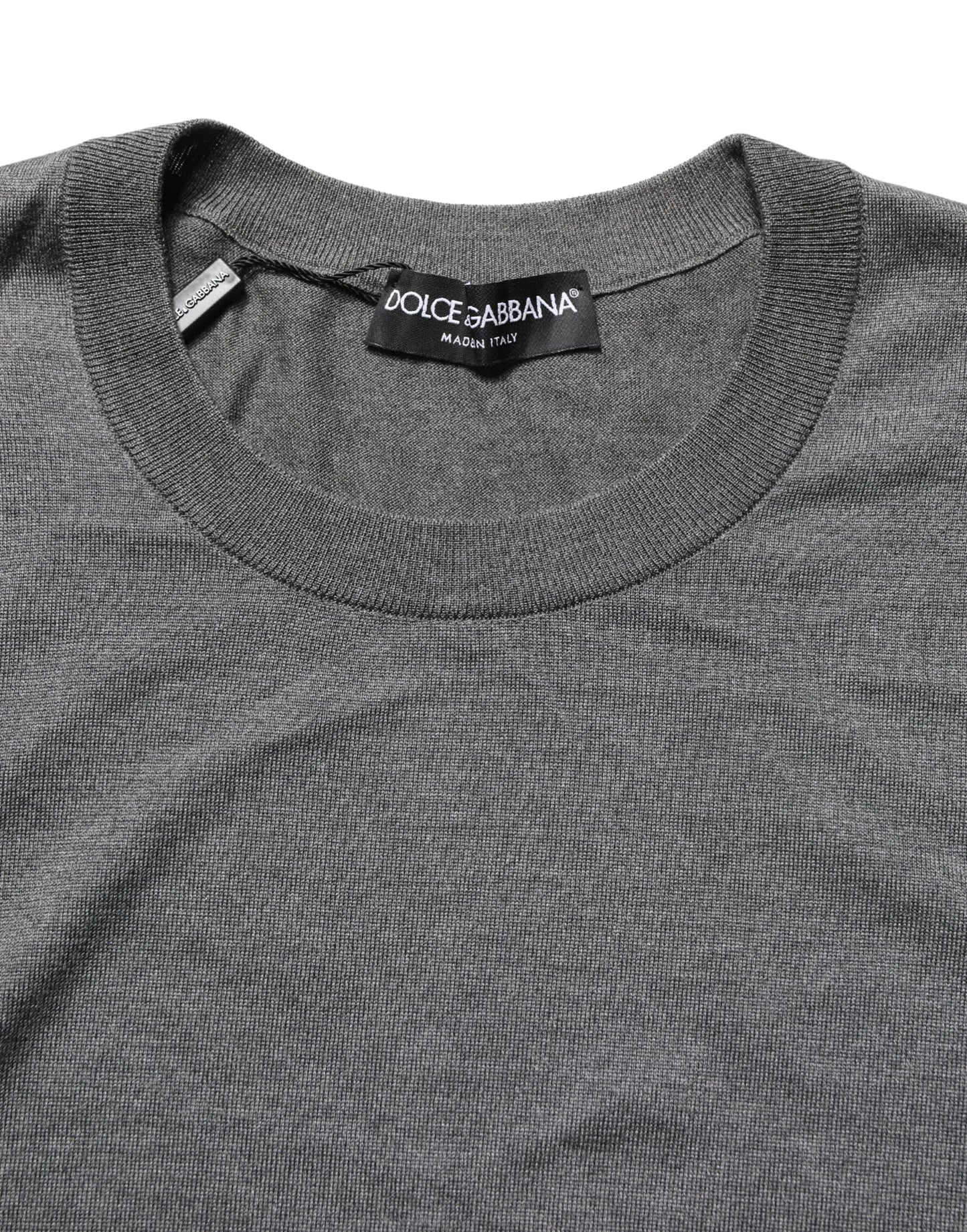 Pull Dolce & Gabbana gris à manches longues et col ras du cou