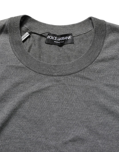 Pull Dolce & Gabbana gris à manches longues et col ras du cou