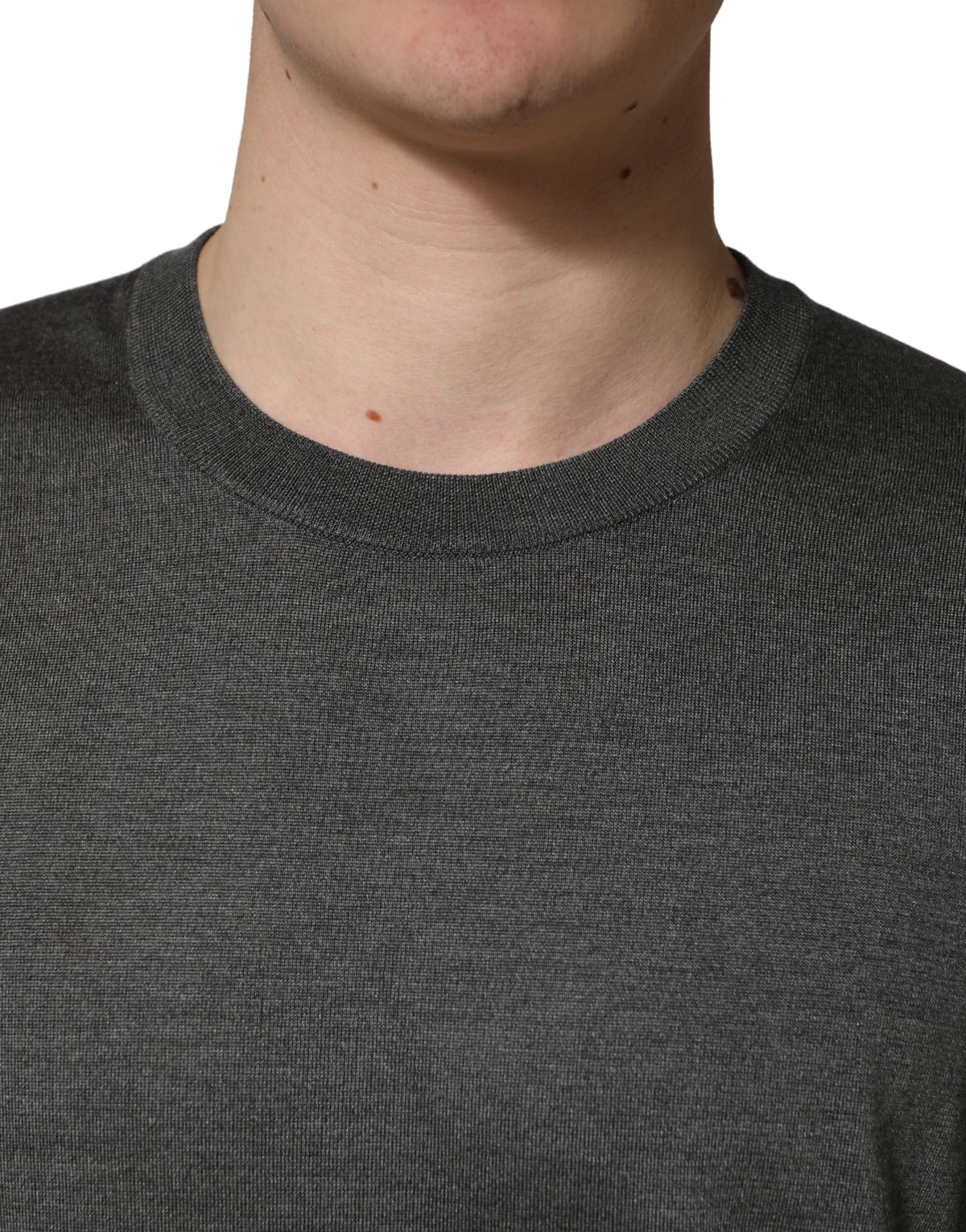 Pull Dolce & Gabbana gris à manches longues et col ras du cou