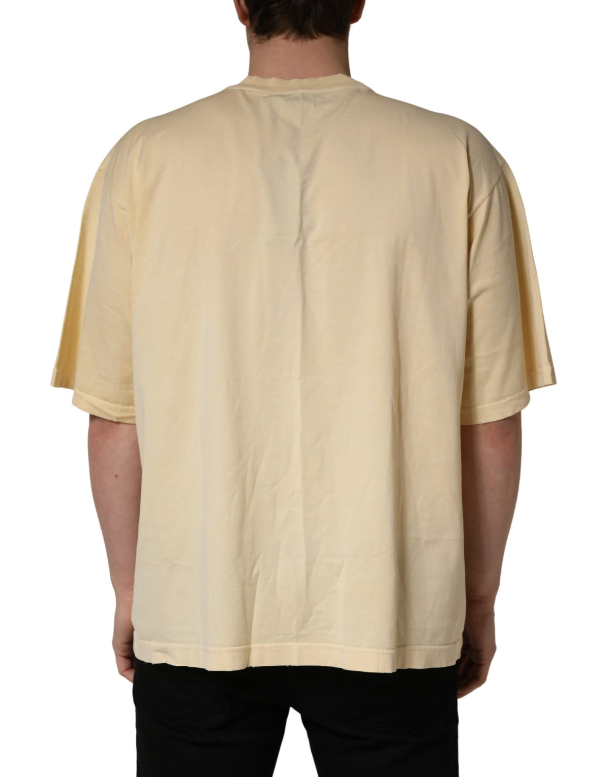 T-shirt ras du cou en coton imprimé logo jaune Dolce & Gabbana