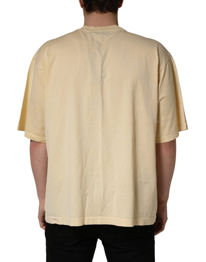 T-shirt ras du cou en coton imprimé logo jaune Dolce & Gabbana
