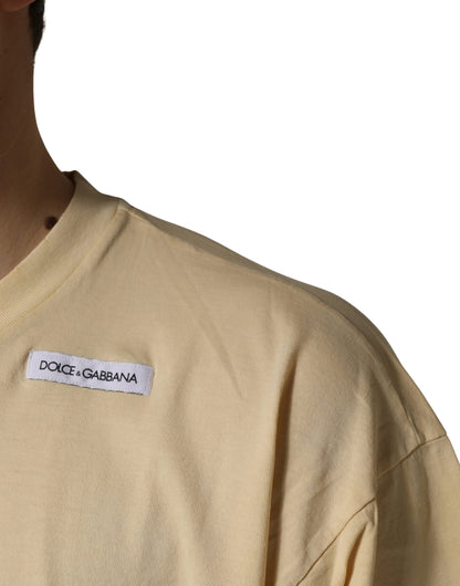 T-shirt ras du cou en coton imprimé logo jaune Dolce & Gabbana