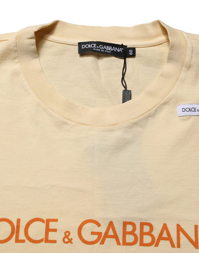 T-shirt ras du cou en coton imprimé logo jaune Dolce & Gabbana