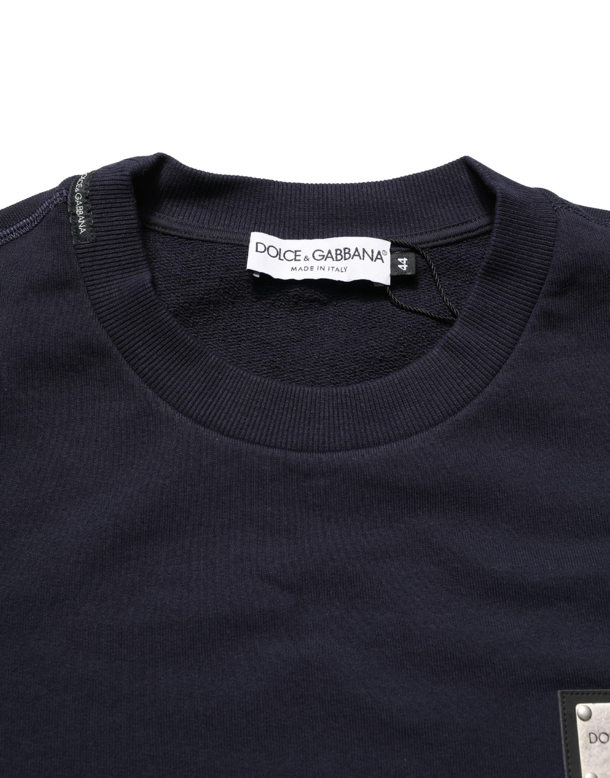 Sweat-shirt Dolce & Gabbana en jersey noir avec plaque logo en coton