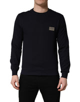 Sweat-shirt Dolce & Gabbana en jersey noir avec plaque logo en coton