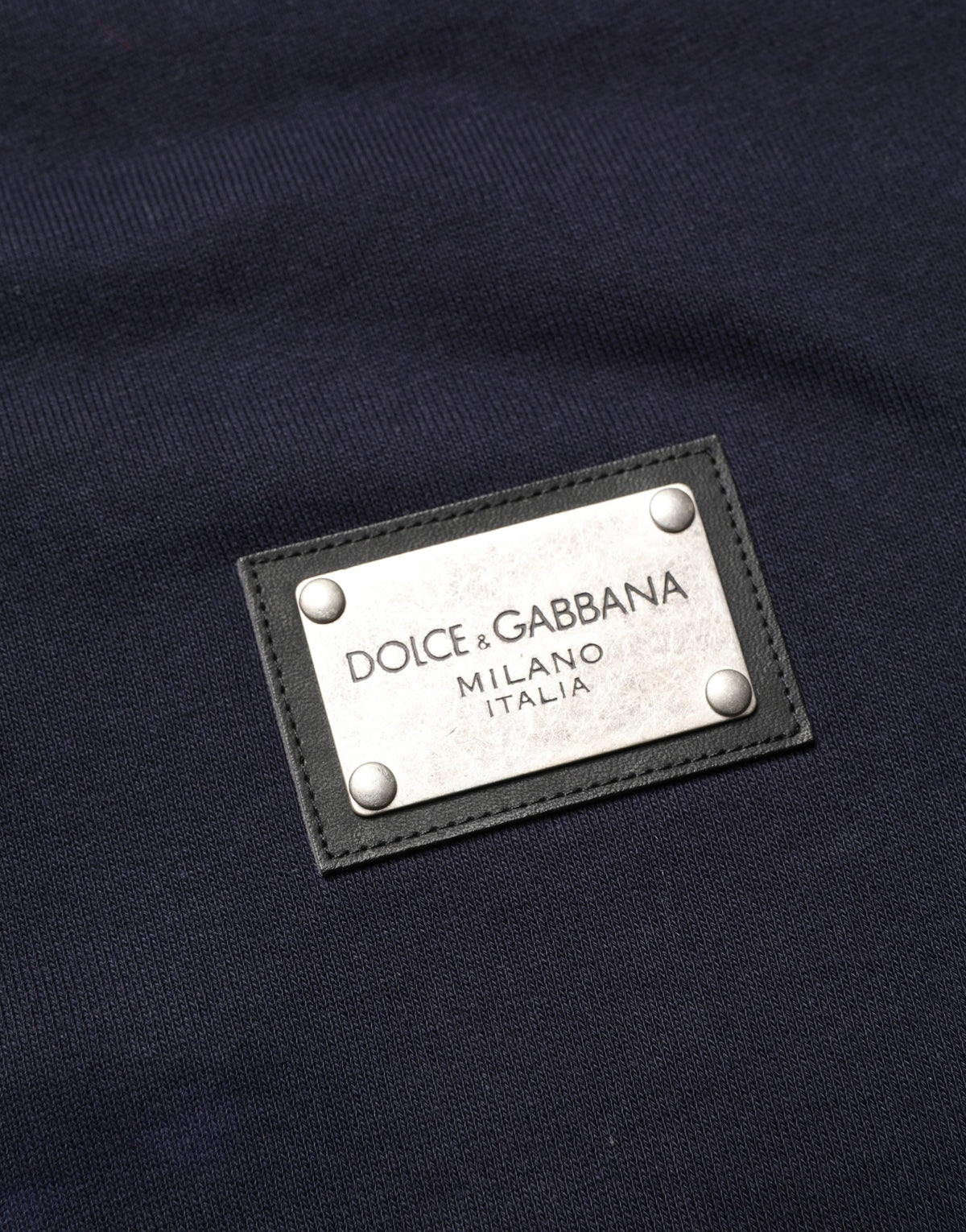 Sweat-shirt Dolce & Gabbana en jersey noir avec plaque logo en coton