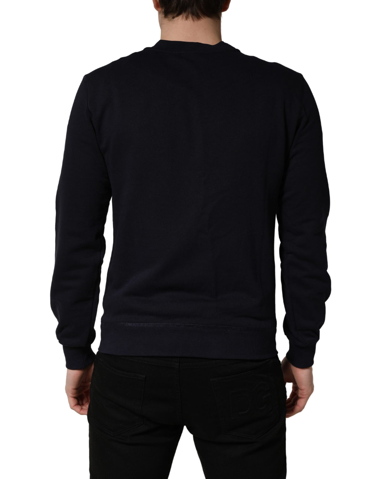 Sweat-shirt Dolce & Gabbana en jersey noir avec plaque logo en coton