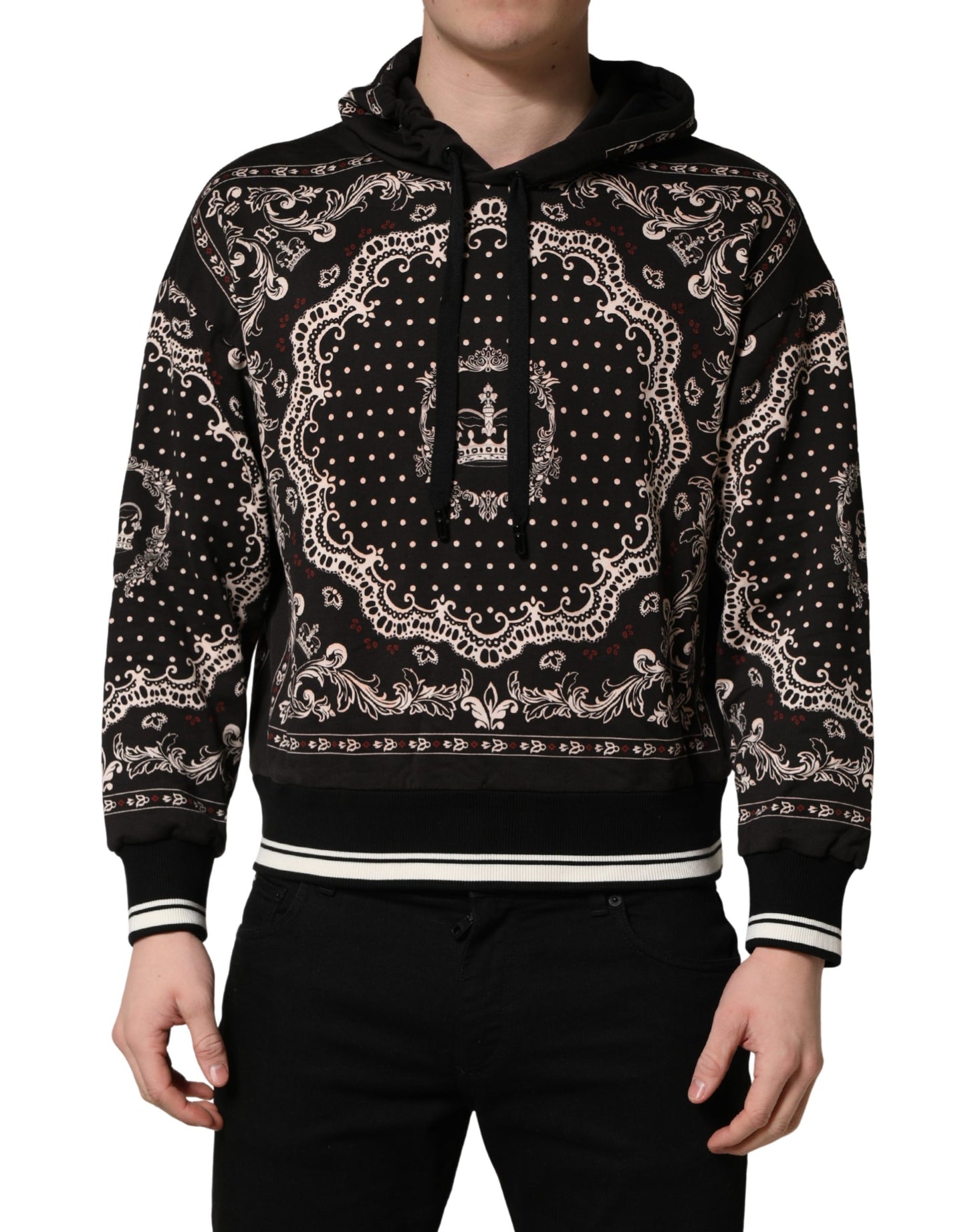 Dolce & Gabbana Zwarte Bandana Print Katoenen Hoodie voor Heren