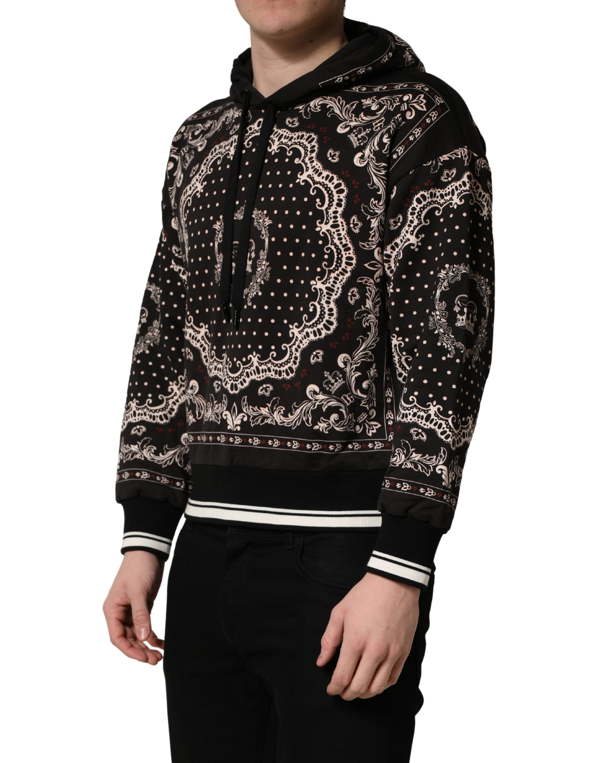 Sweat à capuche pour homme Dolce & Gabbana en coton imprimé bandana noir
