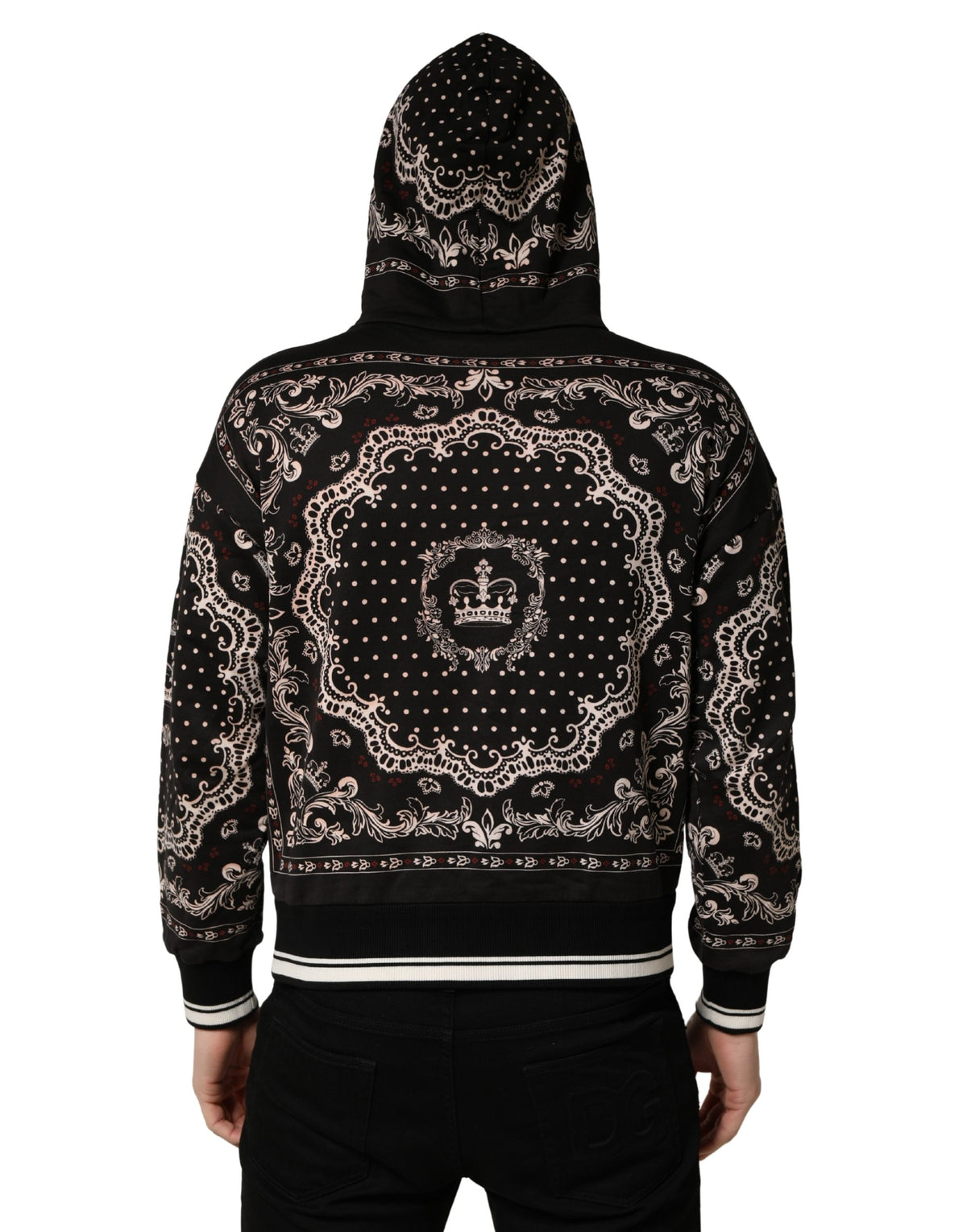 Sweat à capuche pour homme Dolce & Gabbana en coton imprimé bandana noir