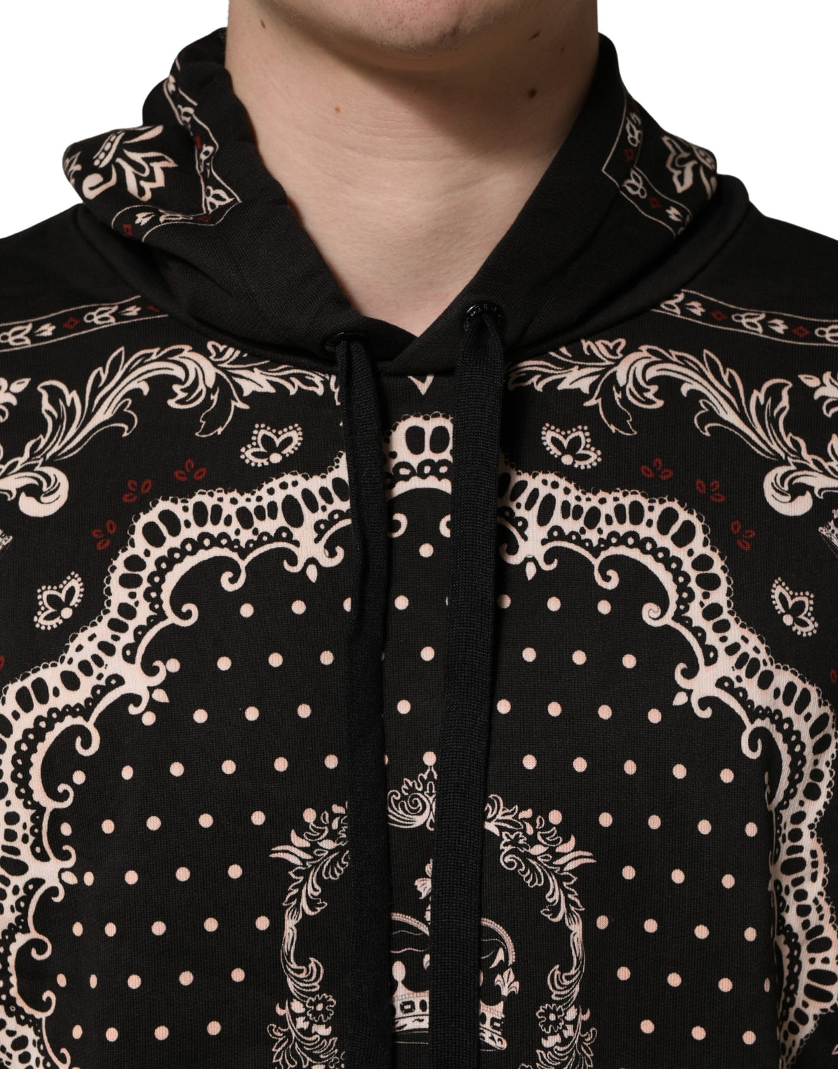 Sweat à capuche pour homme Dolce & Gabbana en coton imprimé bandana noir
