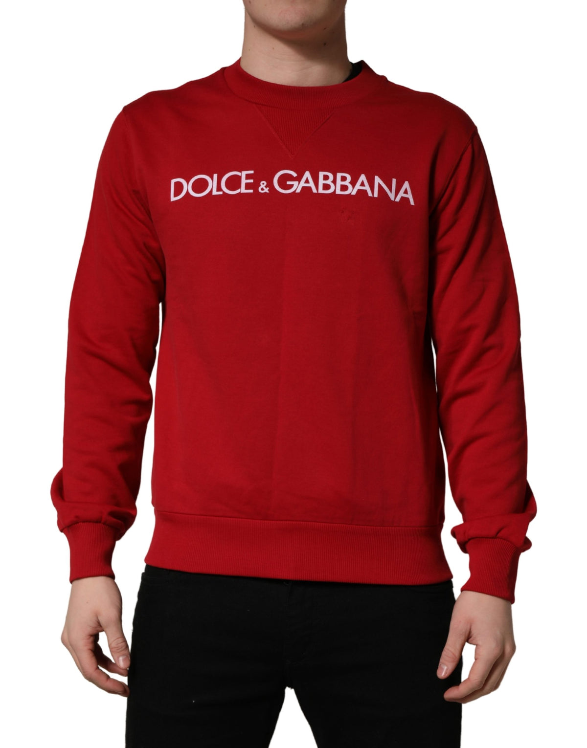 Dolce & Gabbana Sweat-shirt en jersey de coton rouge à logo DG