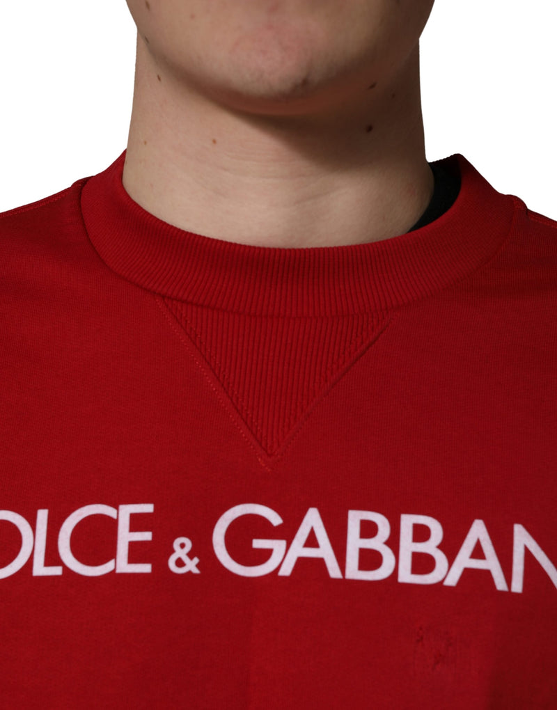 Dolce & Gabbana Red Cotton DG Logo Jersey Sweatshirt Sweater