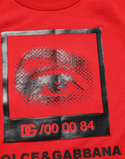 Pull col rond imprimé œil rouge Dolce & Gabbana