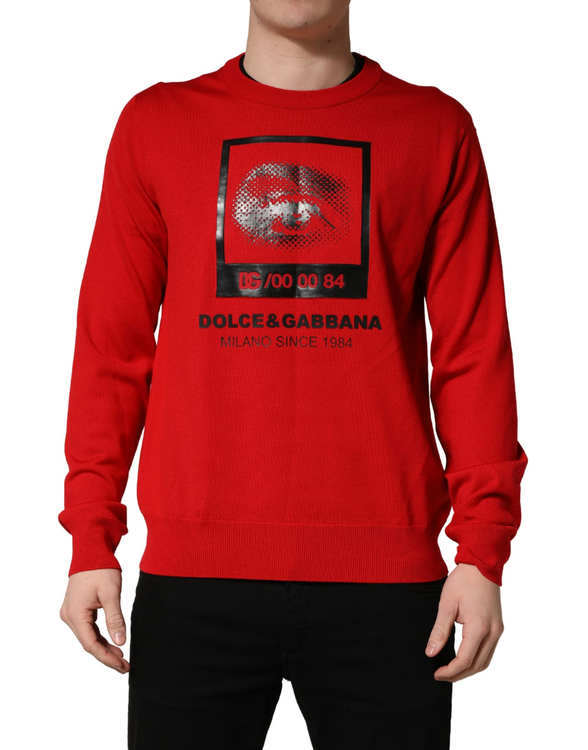 Pull col rond imprimé œil rouge Dolce & Gabbana