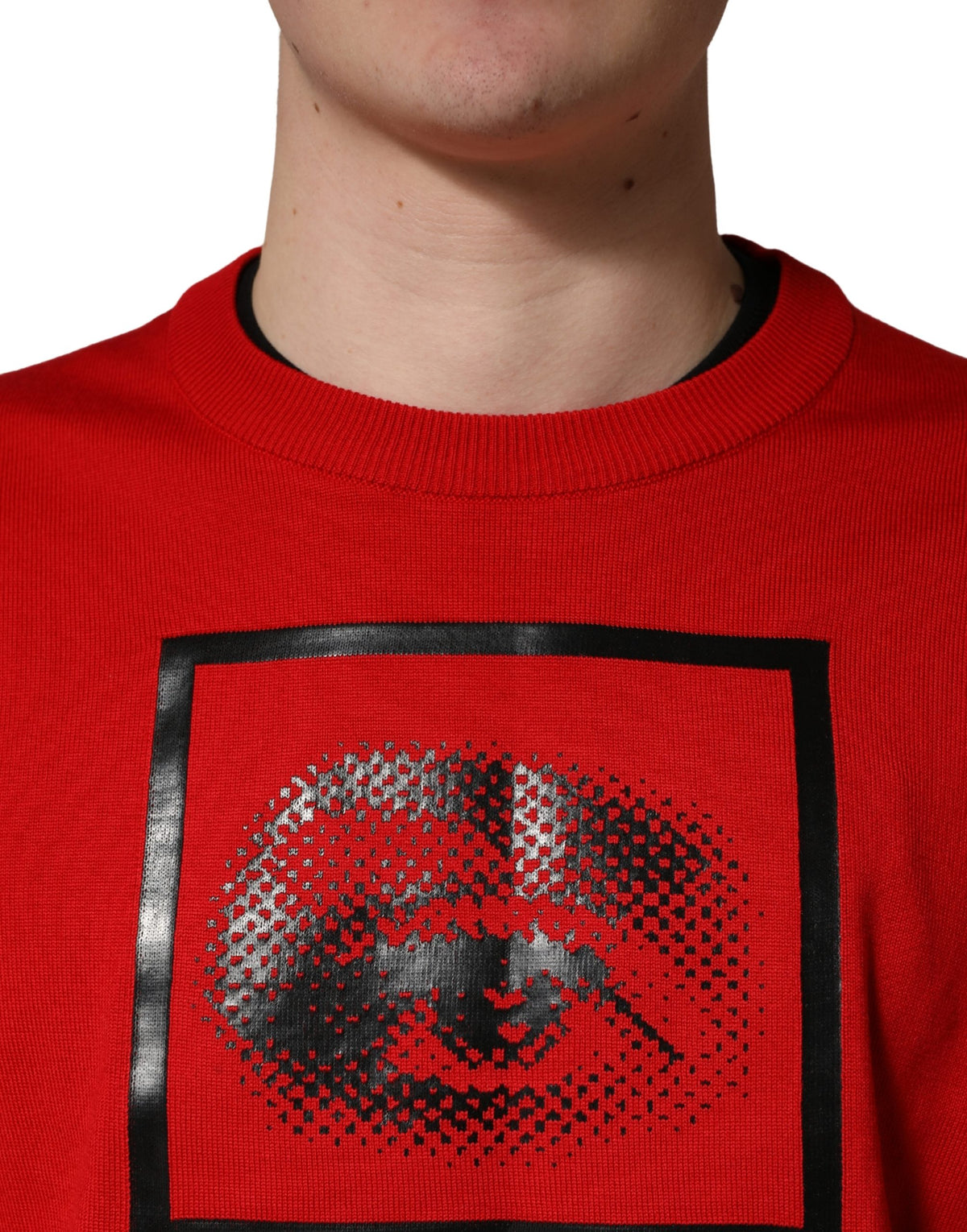 Pull col rond imprimé œil rouge Dolce & Gabbana