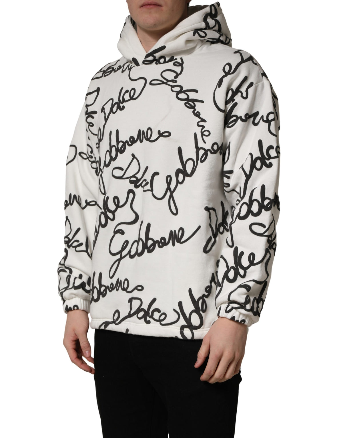 Dolce & Gabbana Sweat-shirt en coton imprimé logo blanc