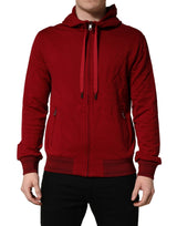 Sweat à capuche zippé Dolce & Gabbana en coton rouge pour homme