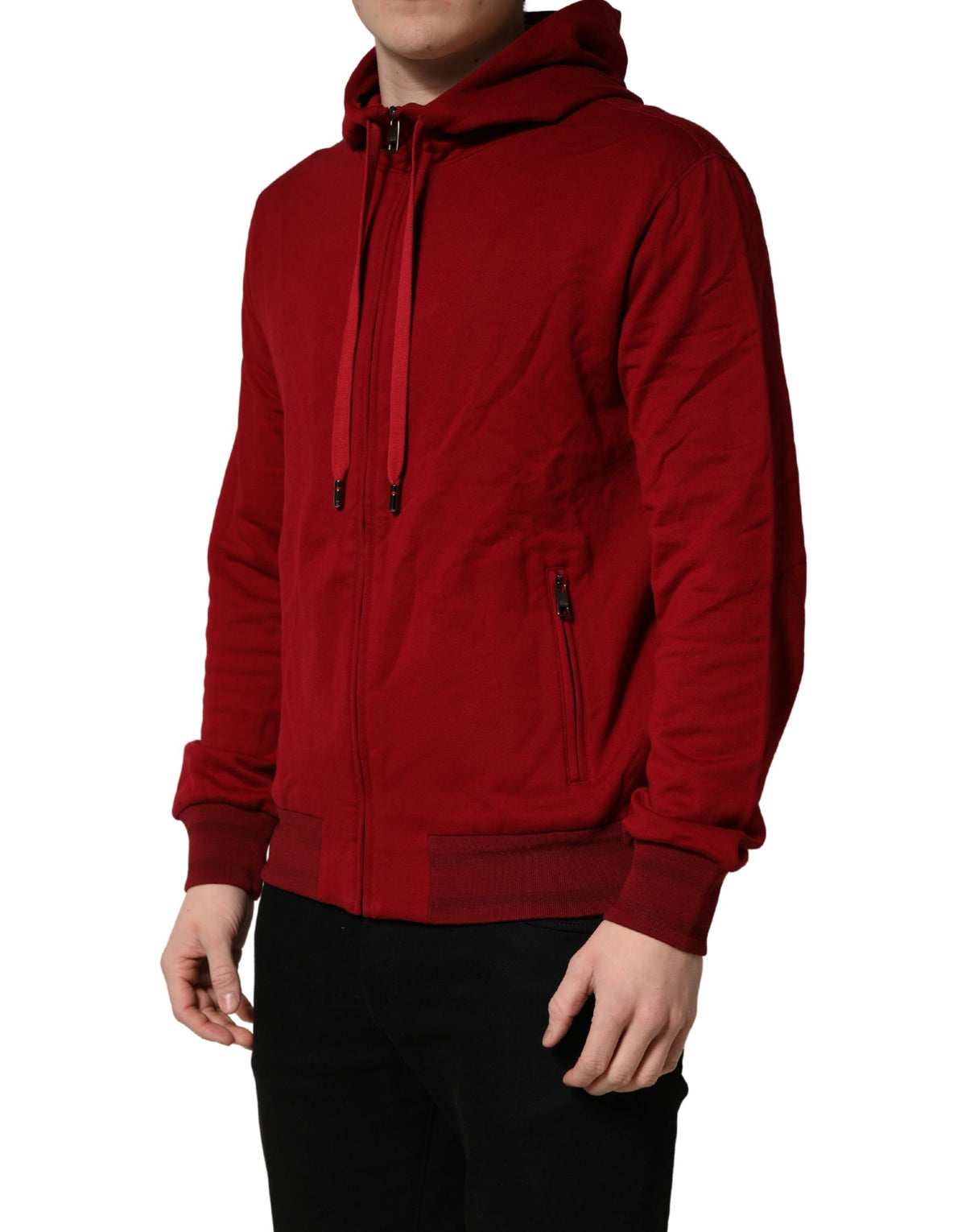 Sweat à capuche zippé Dolce & Gabbana en coton rouge pour homme