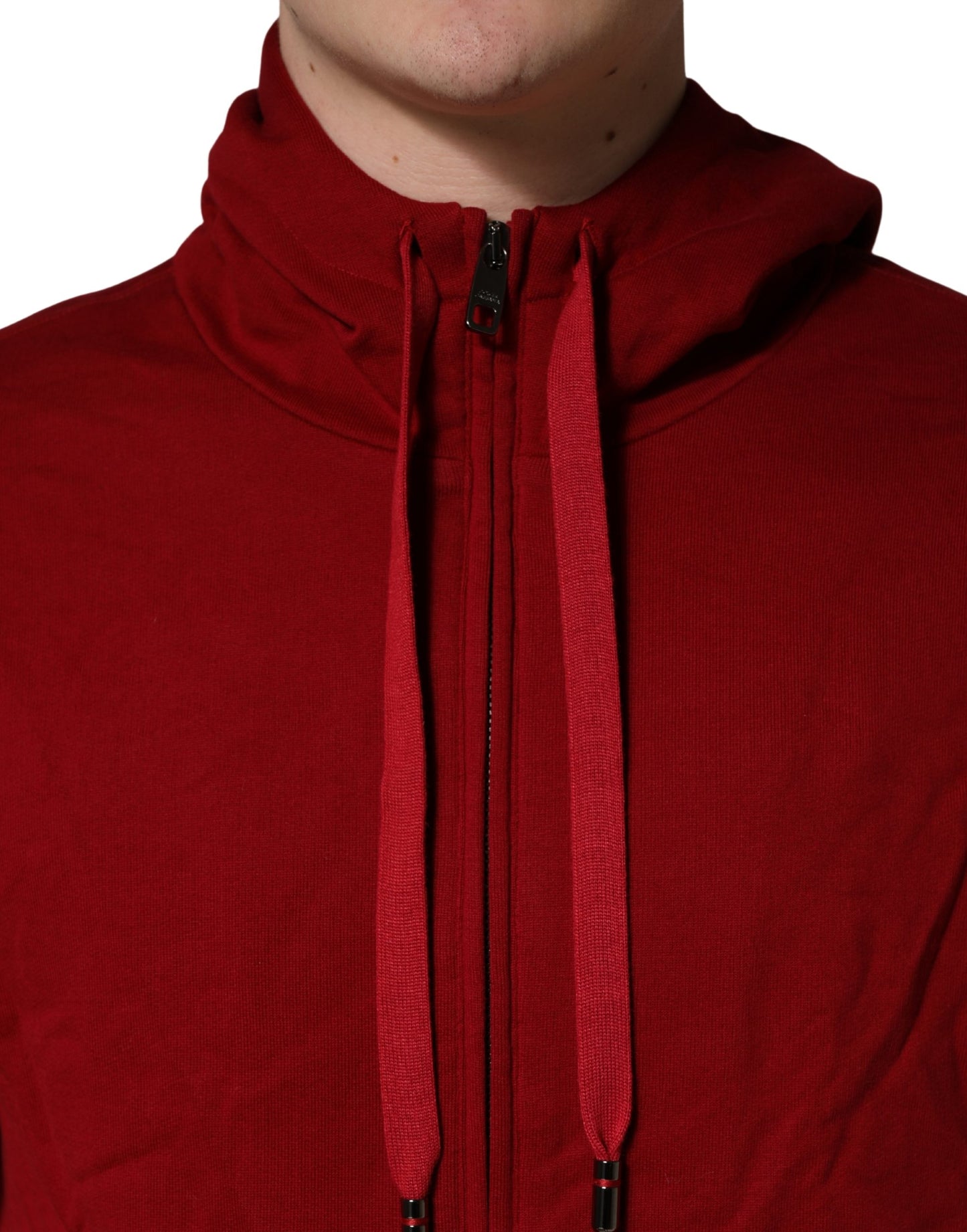 Dolce & Gabbana Rode Katoenen Fleece Hoodie met Volledige Rits voor Heren