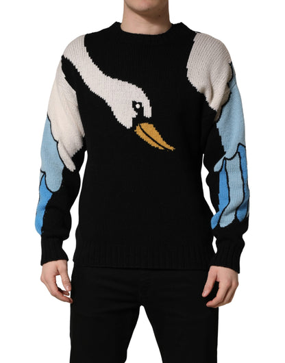 Pull ras du cou en cachemire noir avec canard Dolce & Gabbana
