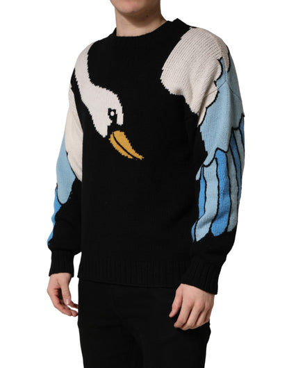 Pull ras du cou en cachemire noir avec canard Dolce & Gabbana