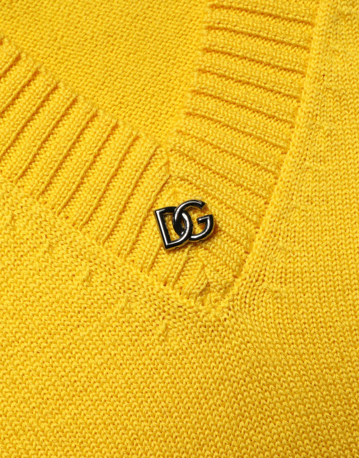 Dolce & Gabbana Pull en laine tricoté col en V jaune
