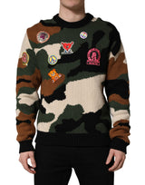 Pull en tricot intarsia multicolore camouflage Dolce & Gabbana