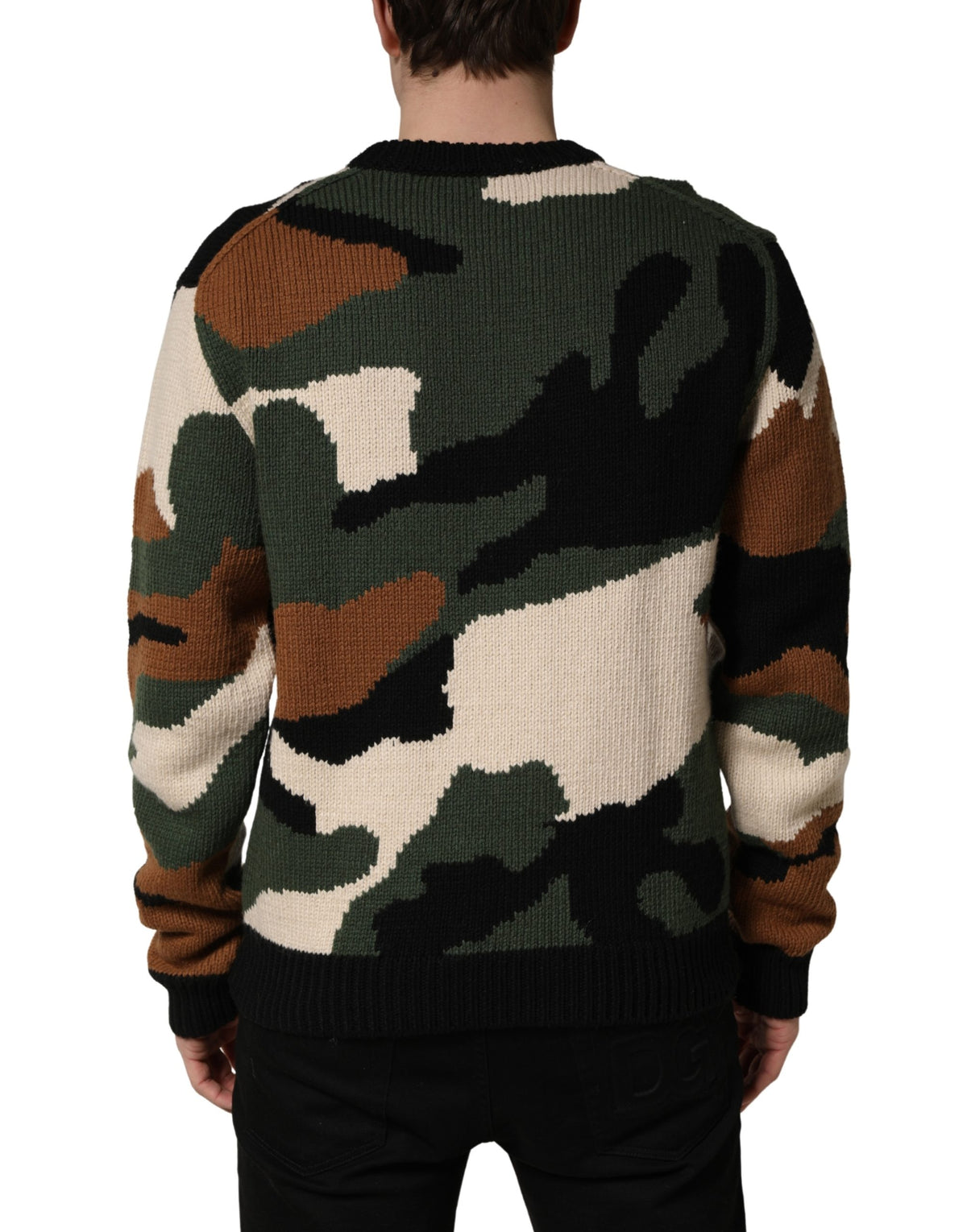 Pull en tricot intarsia multicolore camouflage Dolce & Gabbana