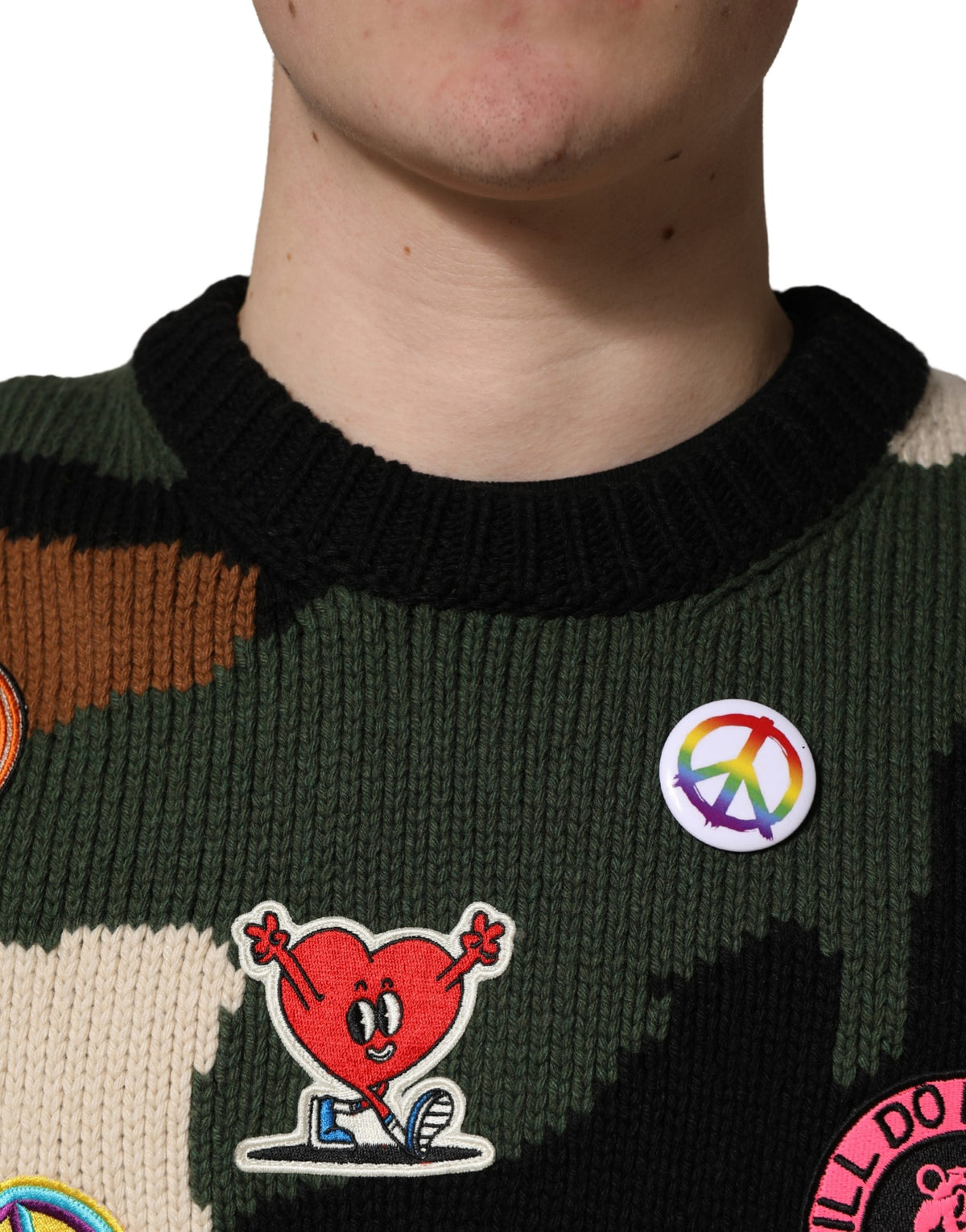 Pull en tricot intarsia multicolore camouflage Dolce & Gabbana