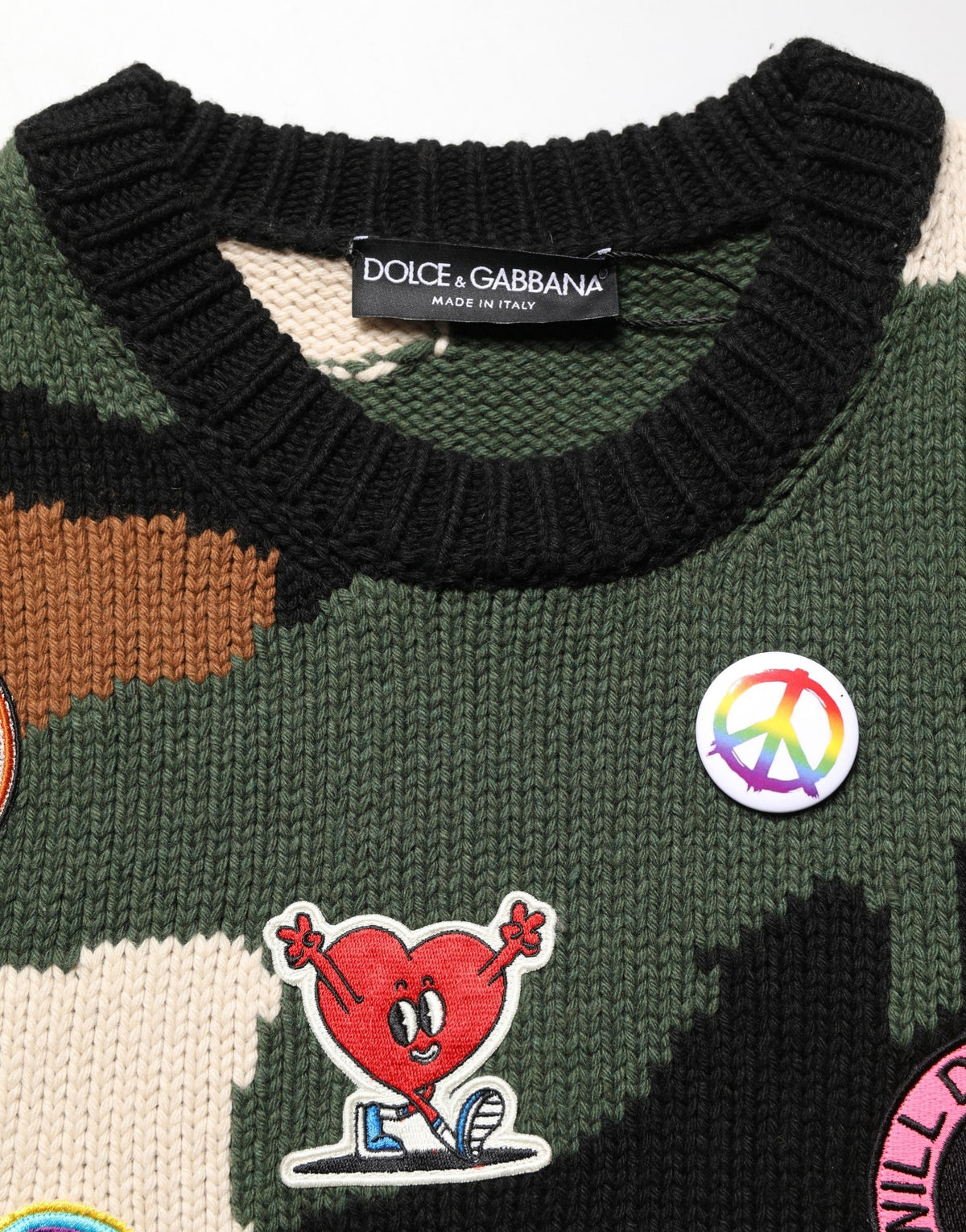 Pull en tricot intarsia multicolore camouflage Dolce & Gabbana